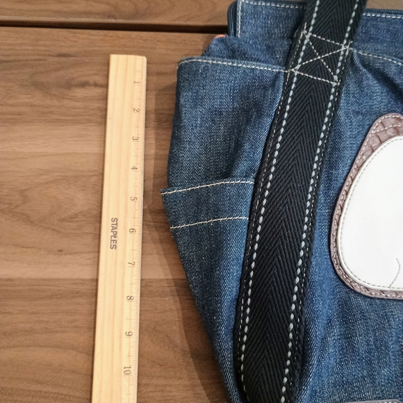 Chala Denim Tote with Brown & Cream Puppy Applique - Picture 5 of 13